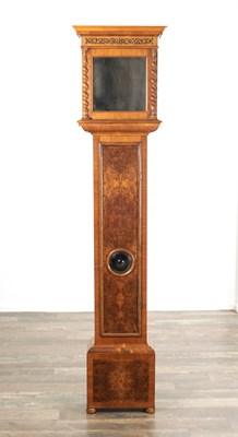 Lot 1046 - A MODERN CUSTOM MADE WILLIAM AND MARY STYLE 10 INCH BURR WALNUT LONGCASE CLOCK CASE