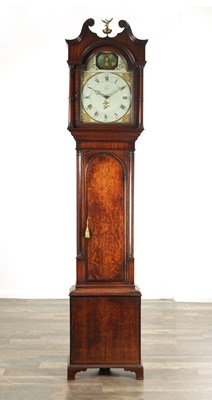 Lot 1110 - WILLIAM SNOW, PADSIDE A GEORGE III FIGURED OAK AND MAHOGANY 30-HOUR LONGCASE CLOCK