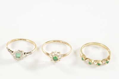 Lot 267 - A COLLECTION OF 9CT GOLD EMERALD AND DIAMOND JEWELLERY