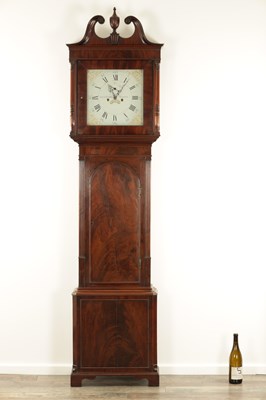 Lot 1133 - ENOCH HAWKSEY, NANTWICH A GEORGE III EIGHT-DAY FIGURED MAHOGANY LONGCASE CLOCK