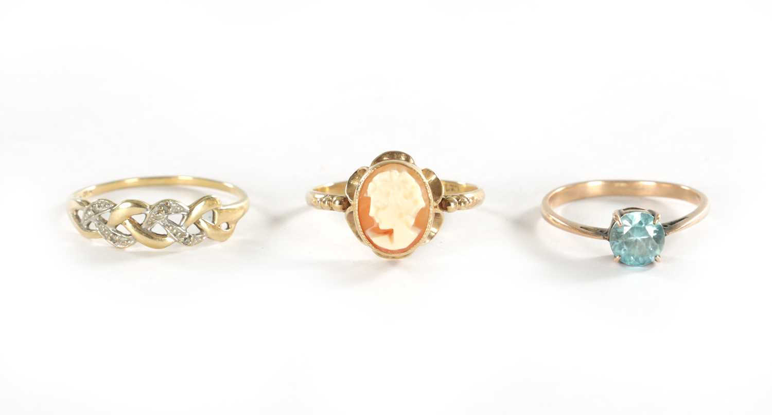 Lot 290 - A COLLECTION OF THREE 9CT GOLD RINGS