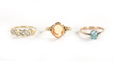 Lot 290 - A COLLECTION OF THREE 9CT GOLD RINGS