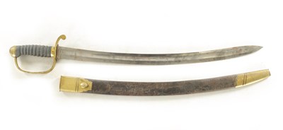 Lot 524 - A 19TH CENTURY POLICE CUTLASS WITH LOCKING SCABBARD