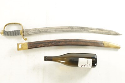 Lot 524 - A 19TH CENTURY POLICE CUTLASS WITH LOCKING SCABBARD