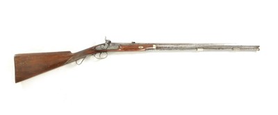 Lot 502 - A 19TH CENTURY PERCUSSION RIFLE SIGNED RICHARD BOOTH, MANCHESTER