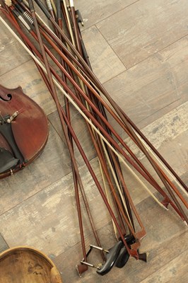 Lot 614 - A COLLECTION LOT OF VIOLINS AND BOWS