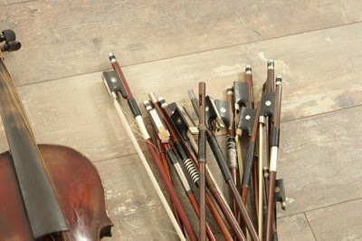 Lot 614 - A COLLECTION LOT OF VIOLINS AND BOWS