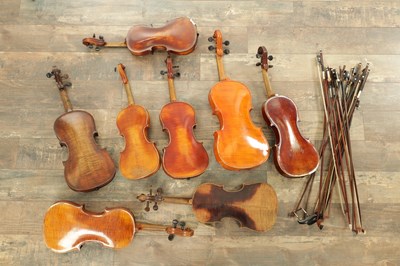 Lot 614 - A COLLECTION LOT OF VIOLINS AND BOWS