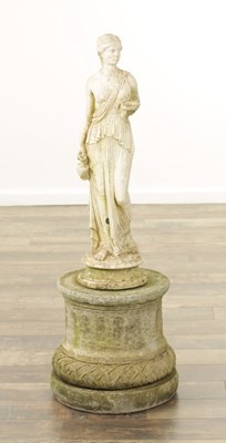 Lot 743 - A CARVED WHITE LIMESTONE OF A MAIDEN