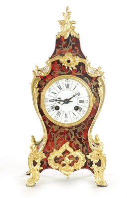 Lot 1015 - A LATE 19TH CENTURY FRENCH TORTOISESHELL BOULLE MANTEL CLOCK