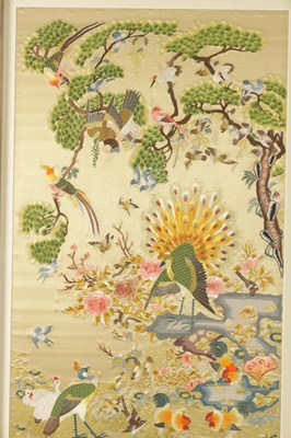 Lot 139 - A CHINESE SILK TAPESTRY OF ONE HUNDRED BIRDS