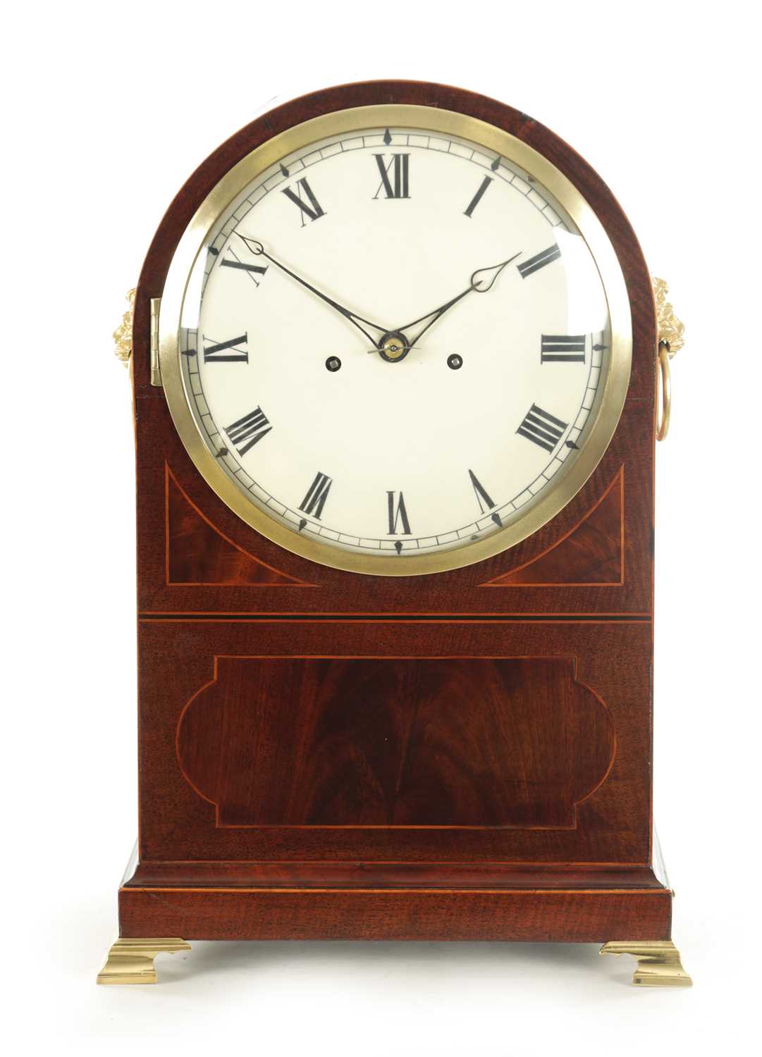 Lot 1092 - A LATE REGENCY INLAID MAHOGANY ARCH TOPPED DOUBLE FUSEE BRACKET CLOCK