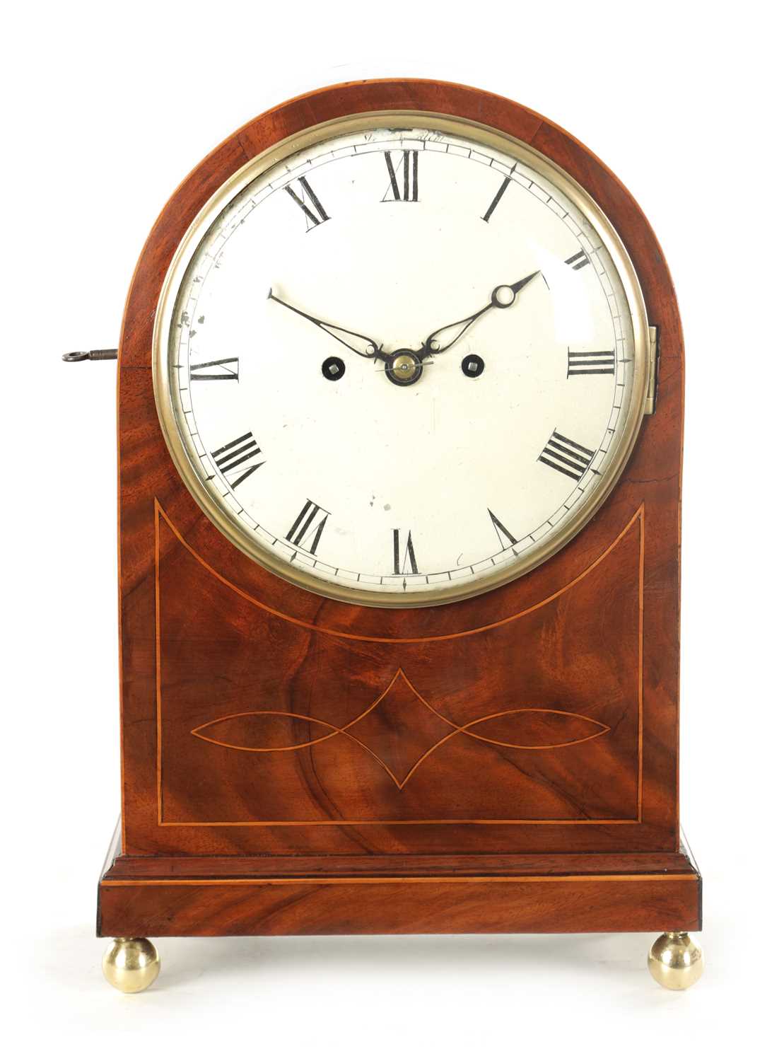 Lot 1025 - A LATE REGENCY INLAID MAHOGANY ARCH TOPPED DOUBLE FUSEE BRACKET CLOCK