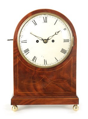 Lot 1124 - A LATE REGENCY INLAID MAHOGANY ARCH TOPPED DOUBLE FUSEE BRACKET CLOCK