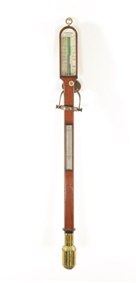 Lot 1115 - WHITEHALL, NEWPORT. A 19TH CENTURY MAHOGANY MARINE STICK BAROMETER