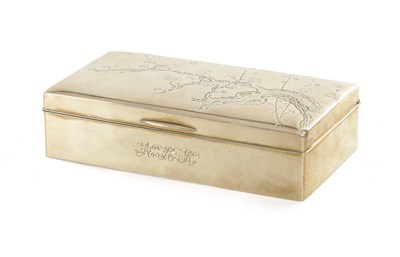 Lot 134 - A JAPANESE MEIJI PERIOD SILVER AND HARDWOOD CIGARETTE BOX