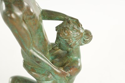 Lot 620 - A 20TH CENTURY FRENCH GREEN-PATINATED EROTIC BRONZE SCULPTURE