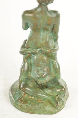 Lot 620 - A 20TH CENTURY FRENCH GREEN-PATINATED EROTIC BRONZE SCULPTURE