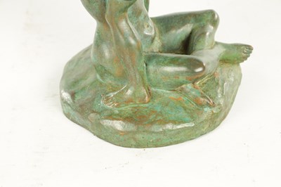 Lot 620 - A 20TH CENTURY FRENCH GREEN-PATINATED EROTIC BRONZE SCULPTURE