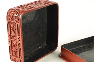 Lot 141 - A 19TH CENTURY CHINESE CINNABAR LACQUERED BOX