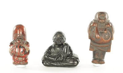 Lot 191 - THREE JAPANESE CARVED BOXWOOD NETSUKE