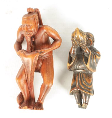 Lot 163 - TWO JAPANESE CARVED BOXWOOD NETSUKE