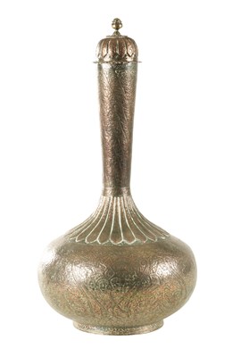 Lot A 19TH CENTURY INDIAN COPPER SILVER PLATED LIDDED VASE