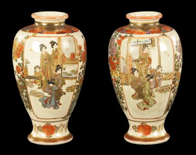 Lot A PAIR OF 19TH CENTURY JAPANESE SATSUMA CABINET VASES