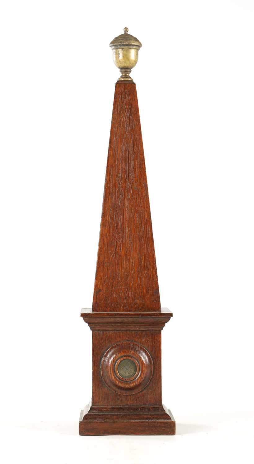 Lot 946 - A 19TH CENTURY OAK OBLISK