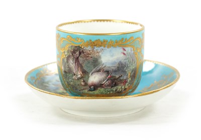 Lot A FINE LATE 18TH / 19TH CENTURY SEVRES PORCELAIN CUP AND SAUCER