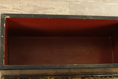 Lot 131 - A LATE 19TH CENTURY CHINESE LACQUERED CHINOISERIE CASKET