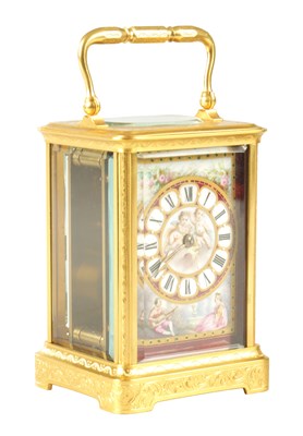 Lot A LATE 19TH CENTURY FRENCH GILT ENGRAVED CARRIAGE CLOCK