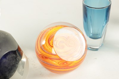 Lot 7 - A JANE CHARLES GLASS PERFUME BOTTLE, A JUPITER GLASS PAPERWEIGHT, AND A SET OF EIGHT WATERFORD CRYSTAL SHOT GLASSES
