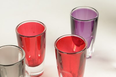 Lot 7 - A JANE CHARLES GLASS PERFUME BOTTLE, A JUPITER GLASS PAPERWEIGHT, AND A SET OF EIGHT WATERFORD CRYSTAL SHOT GLASSES