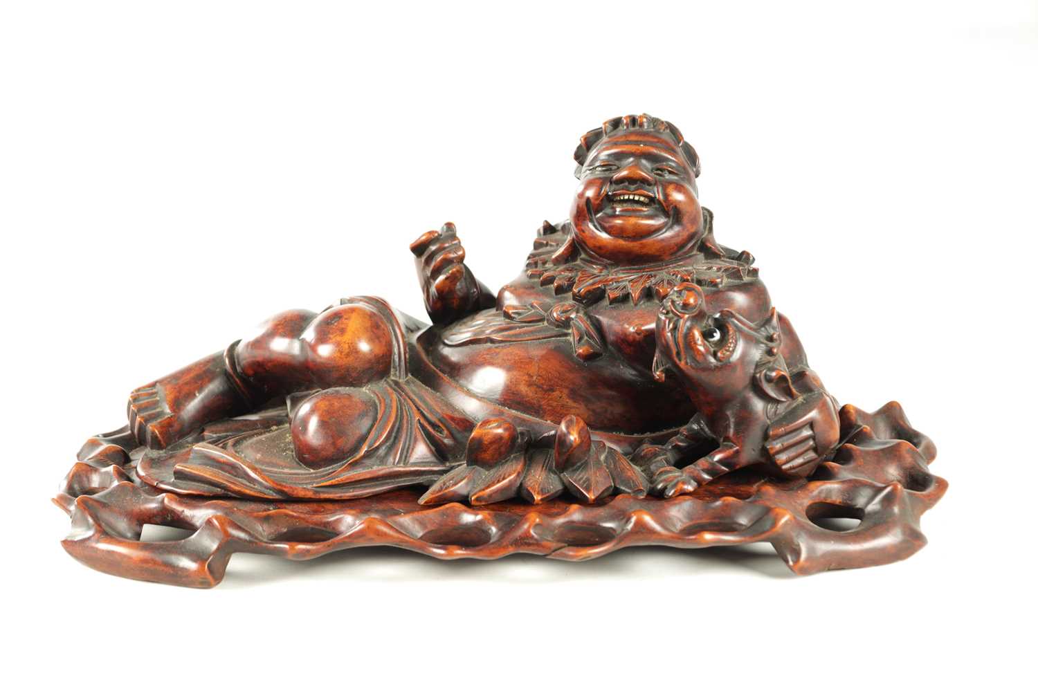 Lot 128 - A LATE 19TH CENTURY CHINESE CARVED HARDWOOD SCULPTURE