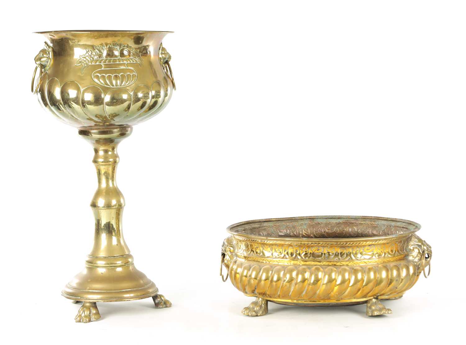 Lot 699 - TWO 19TH CENTURY BRASS JARDINIERES