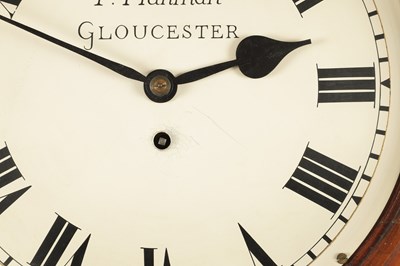 Lot 989 - T. HANMAN, GLOUCESTER. A LATE 19TH CENTURY MAHOGANY FUSEE WALL CLOCK