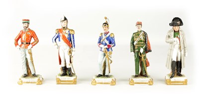 Lot A GROUP OF FIVE SAXONY GERMAN PORCELAIN FIGURES