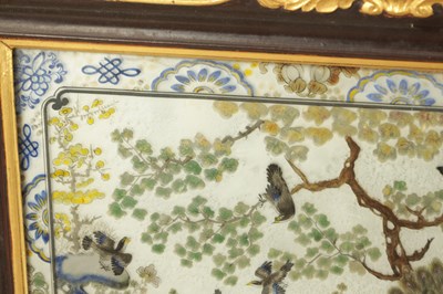 Lot 121 - A PAIR OF 19TH CENTURY CHINESE REVERSE PAINTED LANDSCAPE SCENES ON GLASS WITH MIRRORED EFFECT
