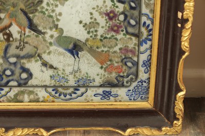 Lot 121 - A PAIR OF 19TH CENTURY CHINESE REVERSE PAINTED LANDSCAPE SCENES ON GLASS WITH MIRRORED EFFECT