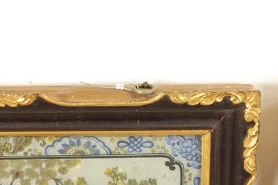 Lot 121 - A PAIR OF 19TH CENTURY CHINESE REVERSE PAINTED LANDSCAPE SCENES ON GLASS WITH MIRRORED EFFECT