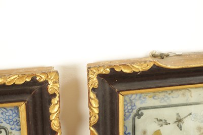 Lot 121 - A PAIR OF 19TH CENTURY CHINESE REVERSE PAINTED LANDSCAPE SCENES ON GLASS WITH MIRRORED EFFECT