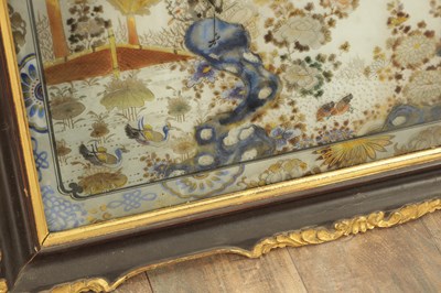 Lot 121 - A PAIR OF 19TH CENTURY CHINESE REVERSE PAINTED LANDSCAPE SCENES ON GLASS WITH MIRRORED EFFECT