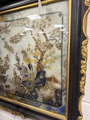 Lot 121 - A PAIR OF 19TH CENTURY CHINESE REVERSE PAINTED LANDSCAPE SCENES ON GLASS WITH MIRRORED EFFECT
