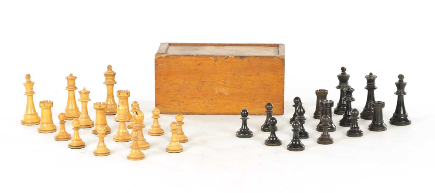 Lot 694 - A COLLECTION OF VARIOUS 19TH CENTURY BOXWOOD AND EBONISED CHESS PIECES