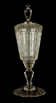 Lot A 20TH CENTURY BOHEMIAN CRYSTAL GLASS-LIDDED GOBLET