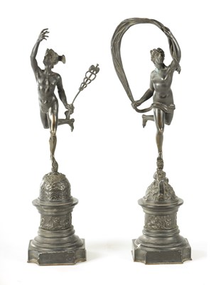 Lot A PAIR OF 19TH CENTURY BRONZE SCULPTURES OF MERCURY AND FORTUNA