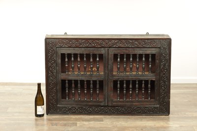 Lot 1314 - A 17TH CENTURY OAK HANGING MURAL / DOLE CUPBOARD