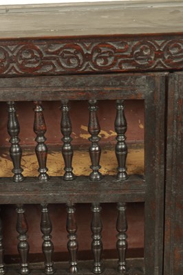 Lot 1314 - A 17TH CENTURY OAK HANGING MURAL / DOLE CUPBOARD