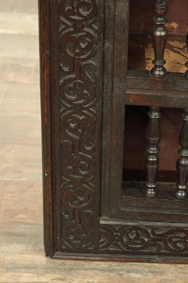 Lot 1314 - A 17TH CENTURY OAK HANGING MURAL / DOLE CUPBOARD